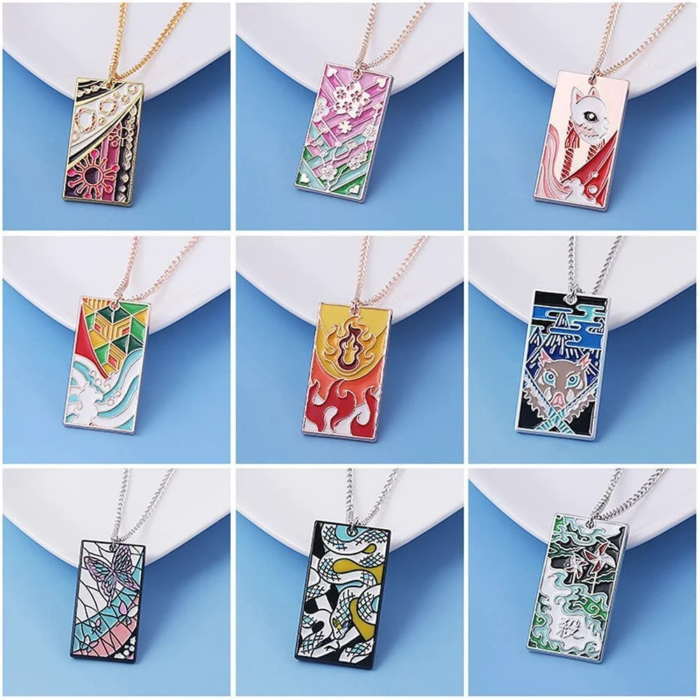Packaging Metal Pendant Enamel Printing Custom Logo Wholesale Promotion Gift Anime Demon Slayer Fashion Design Decoration Necklace