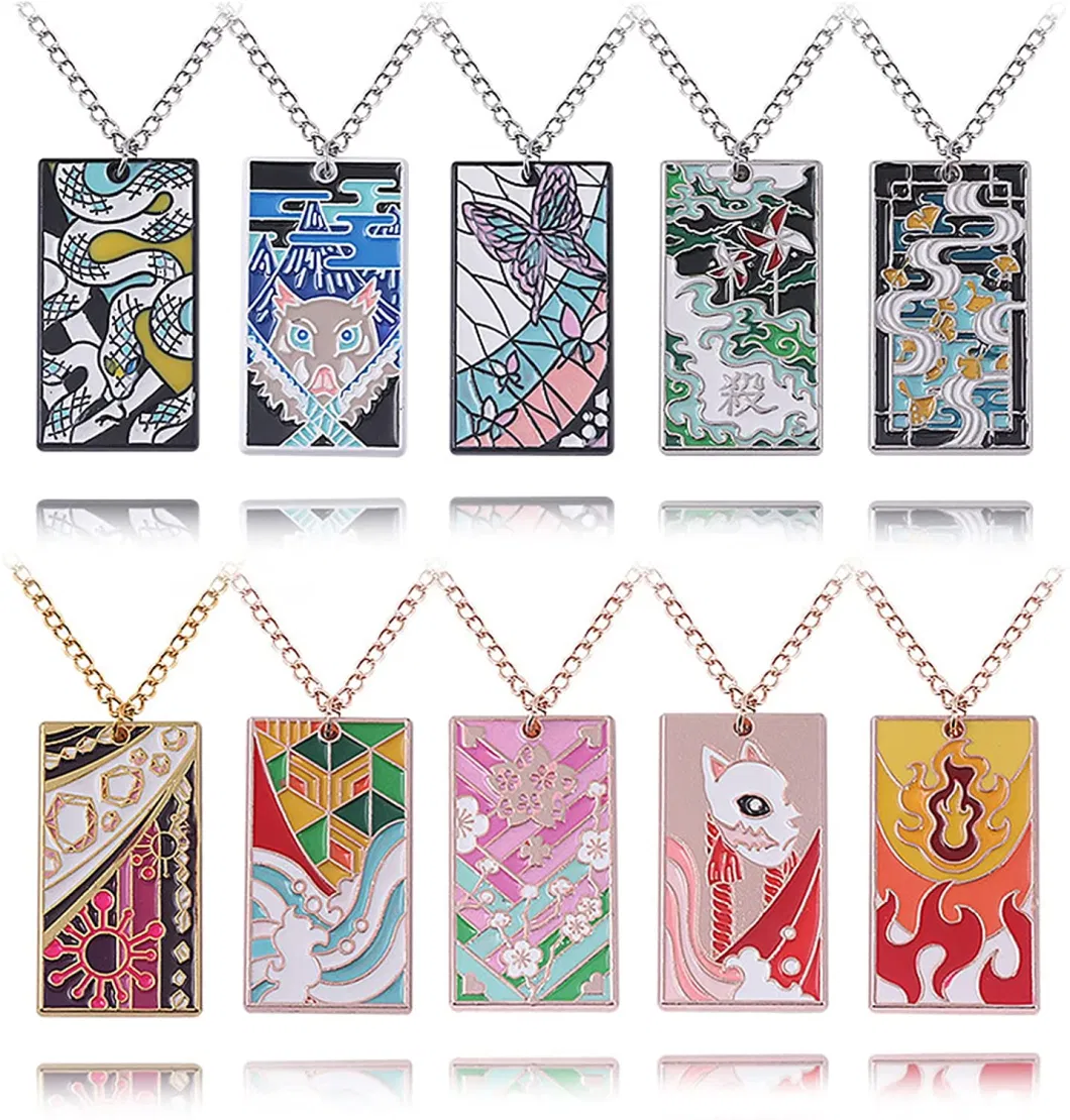 Packaging Metal Pendant Enamel Printing Custom Logo Wholesale Promotion Gift Anime Demon Slayer Fashion Design Decoration Necklace