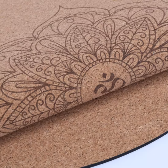 Factory 60*60*0.3cm Custom Printed Natural Cork Rubber Round Meditation Printed Yoga Mat