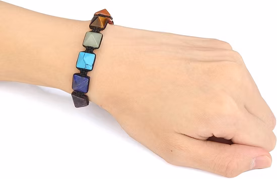 Accessory Energy Balancing Yoga Beads 7 Chakra Reiki Healing Crystals Stretch Bracelet