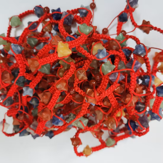 Natural Crystal Gemstone Beaded Merkaba Fashion Jewelry Bracelet